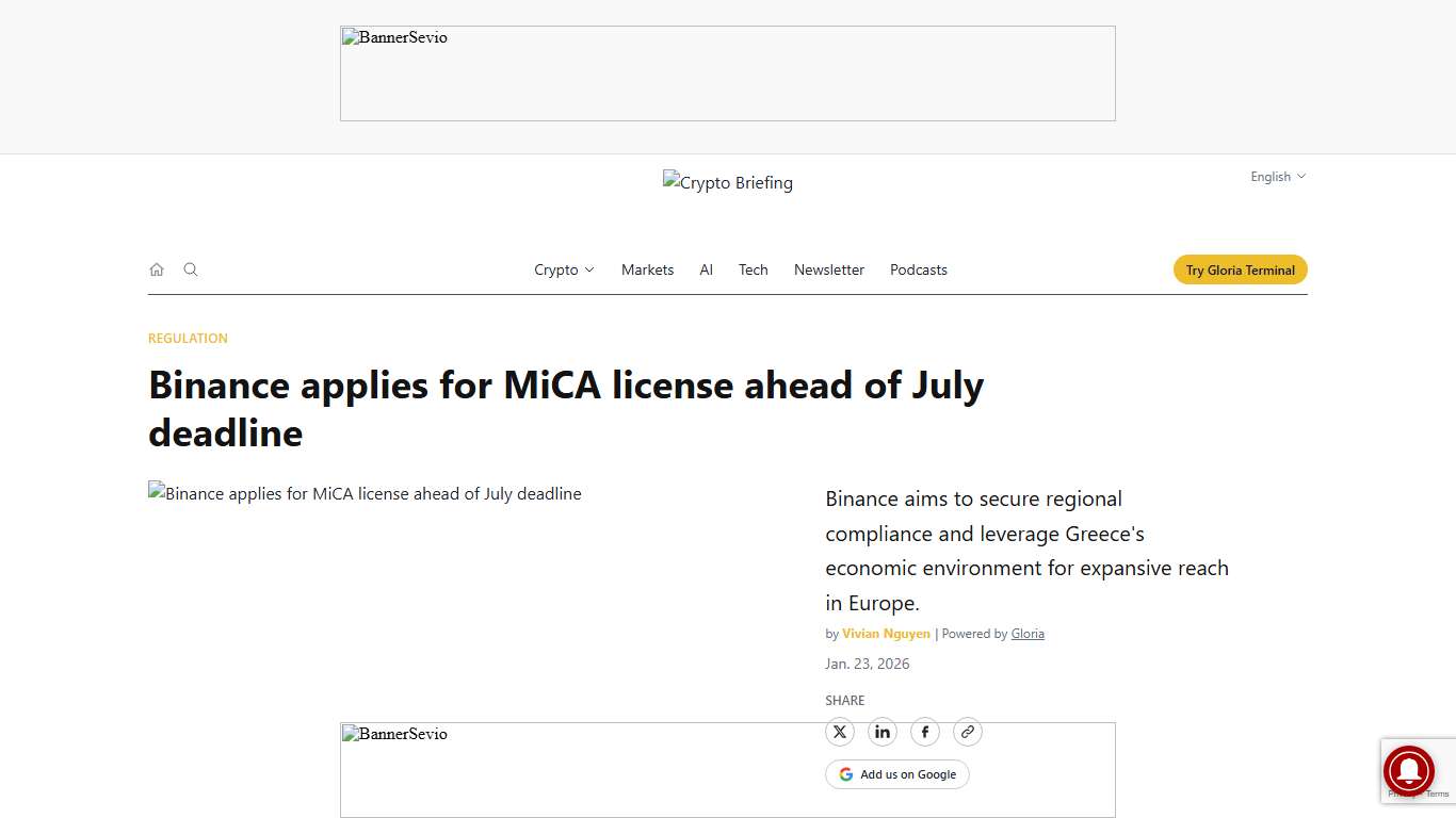 Binance applies for MiCA license ahead of July deadline